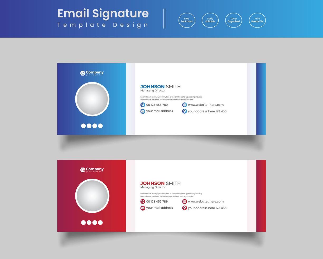 Professional Modern Email Signature or Email Footer Template Design vector