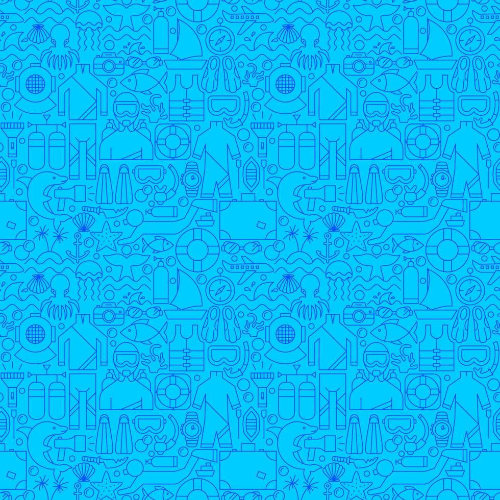 Sea Diving Line Seamless Pattern vector