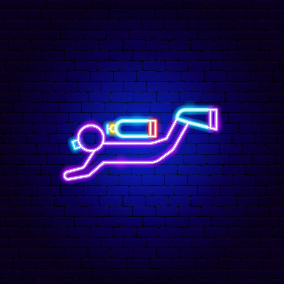 Diver Swim Neon Sign vector