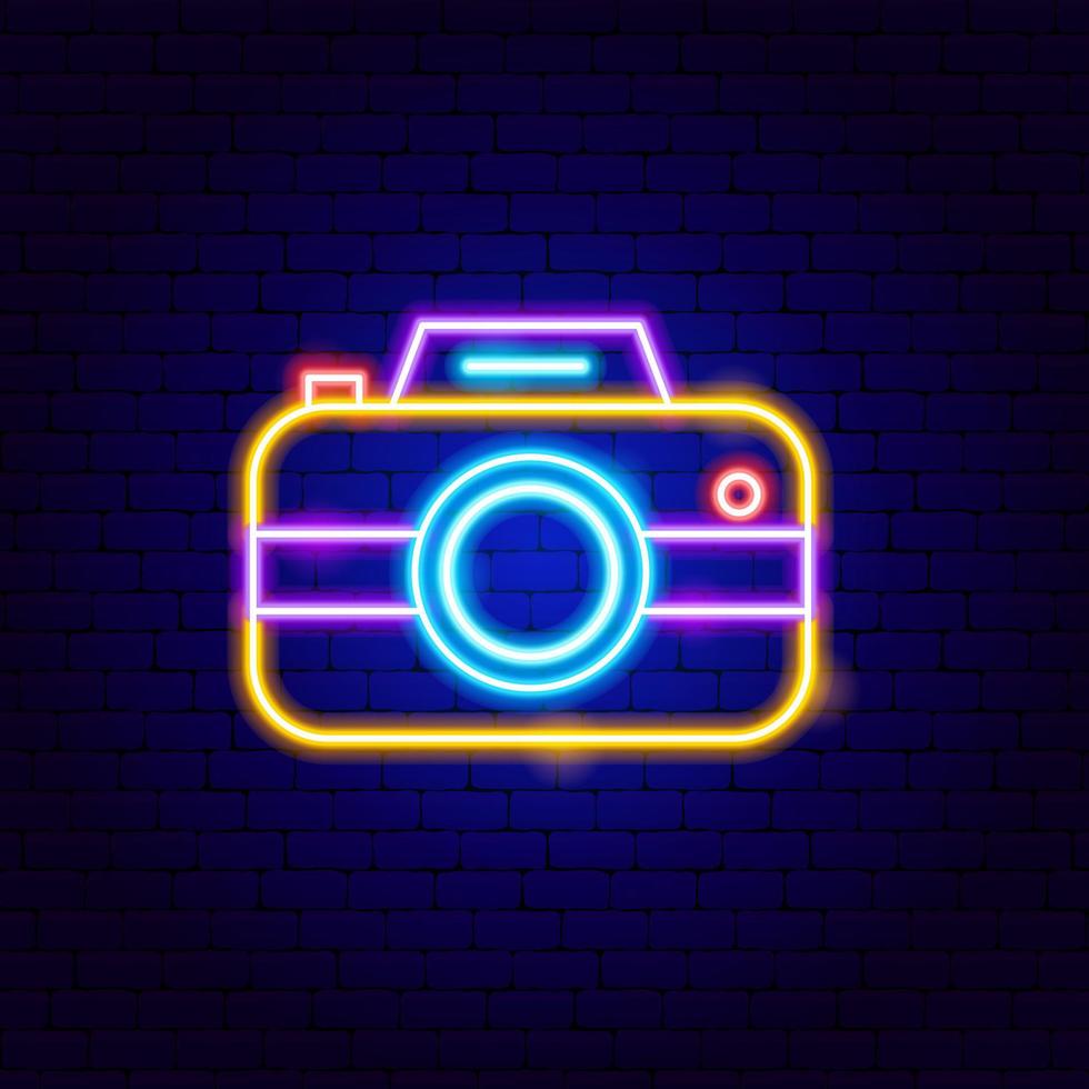 Photo Camera Neon Sign vector