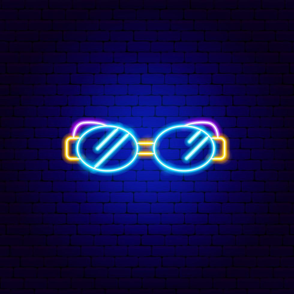 Swimming Glasses Neon Sign vector