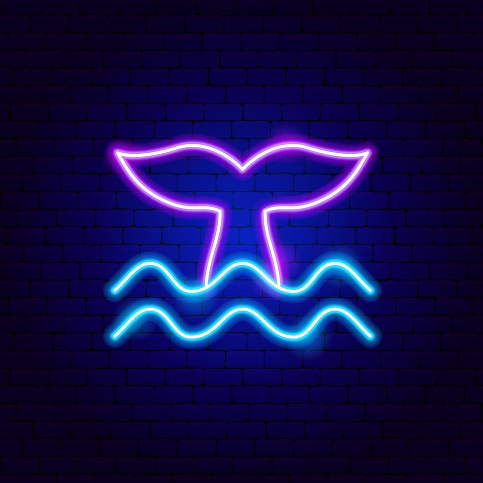 Whale Tail Neon Sign vector