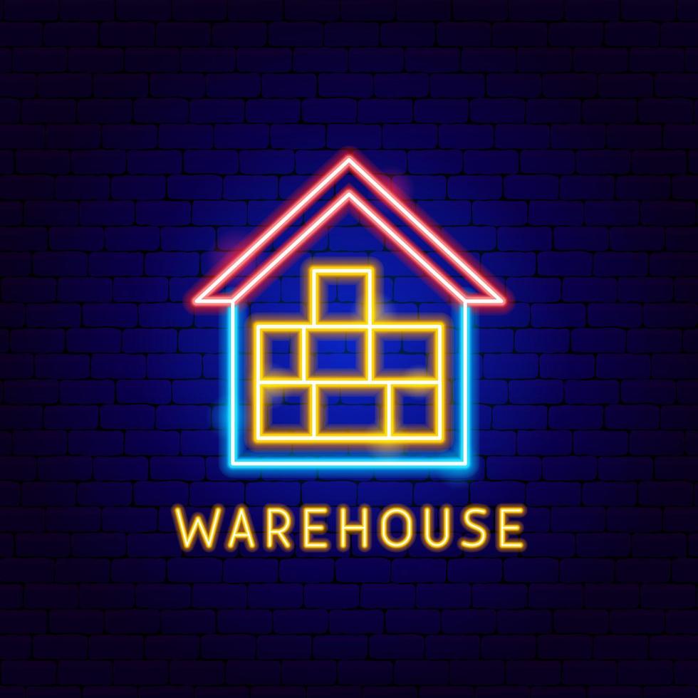 Warehouse Neon Label vector