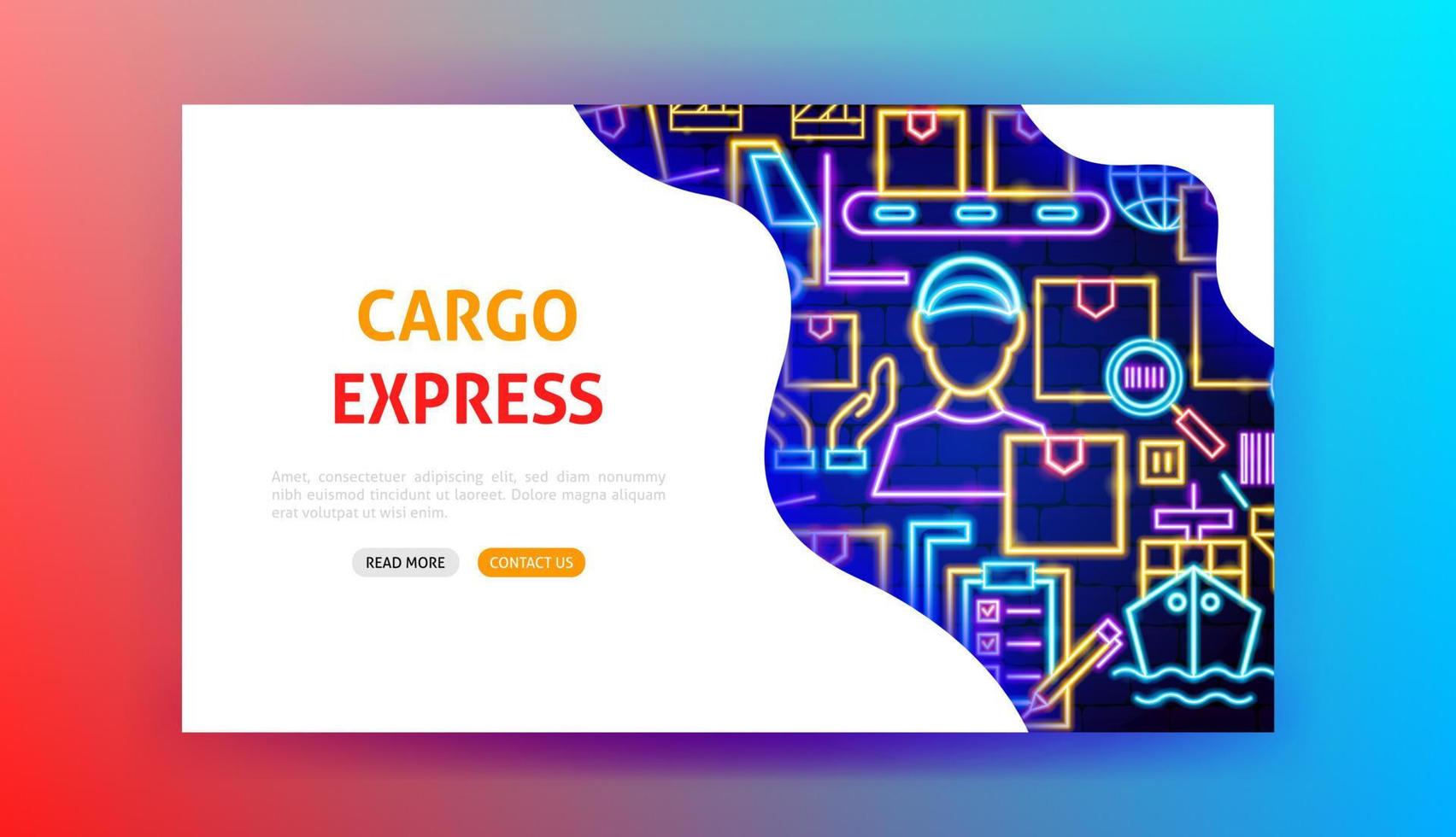 página de inicio de neón de cargo express vector