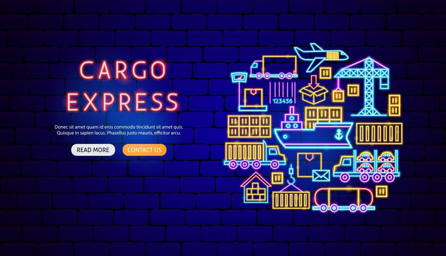 diseño de banner de neón de cargo express vector