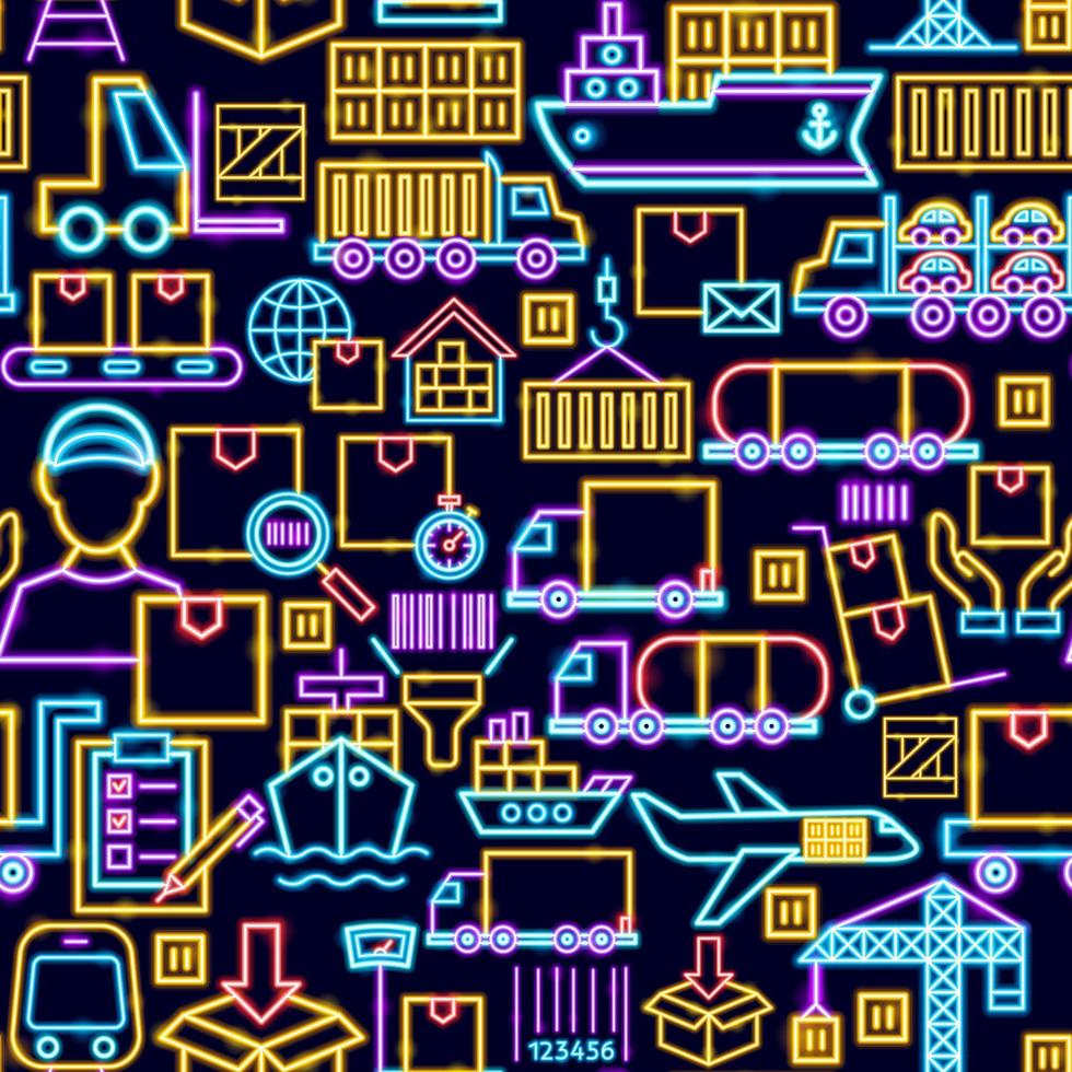 Cargo Seamless Neon Pattern vector
