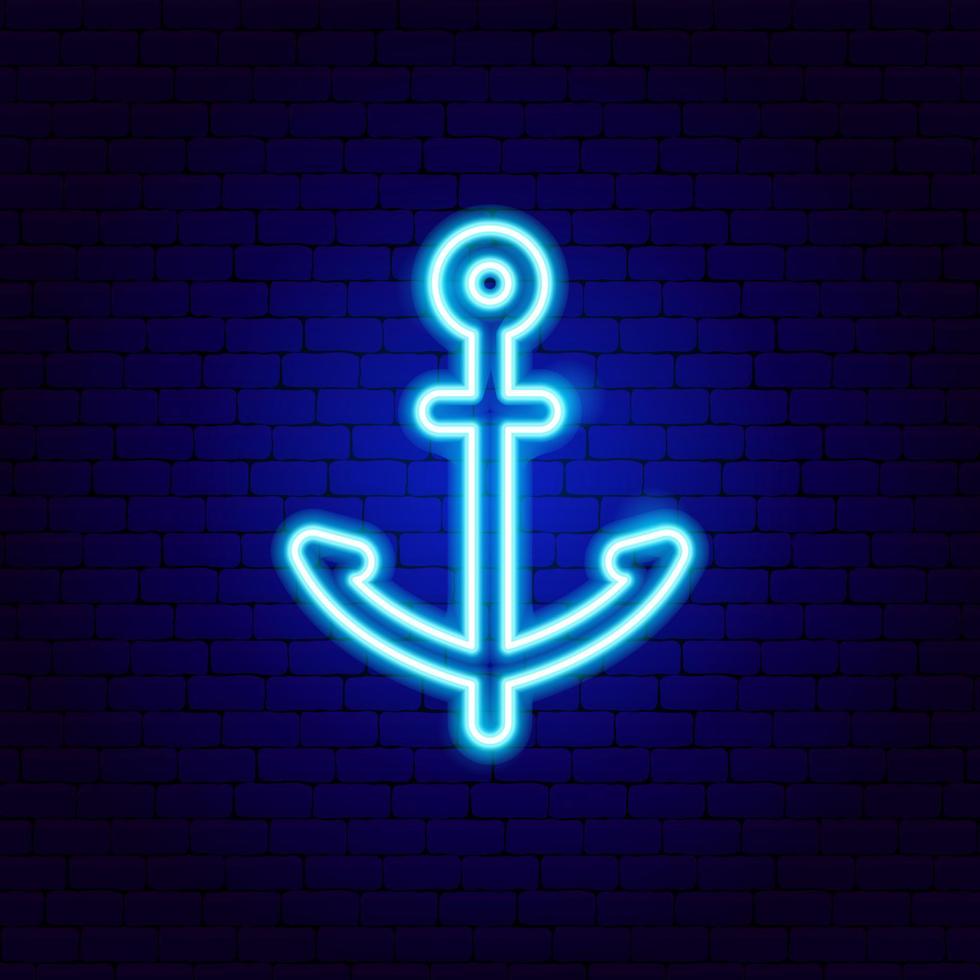 Marine Anchor Neon Sign vector