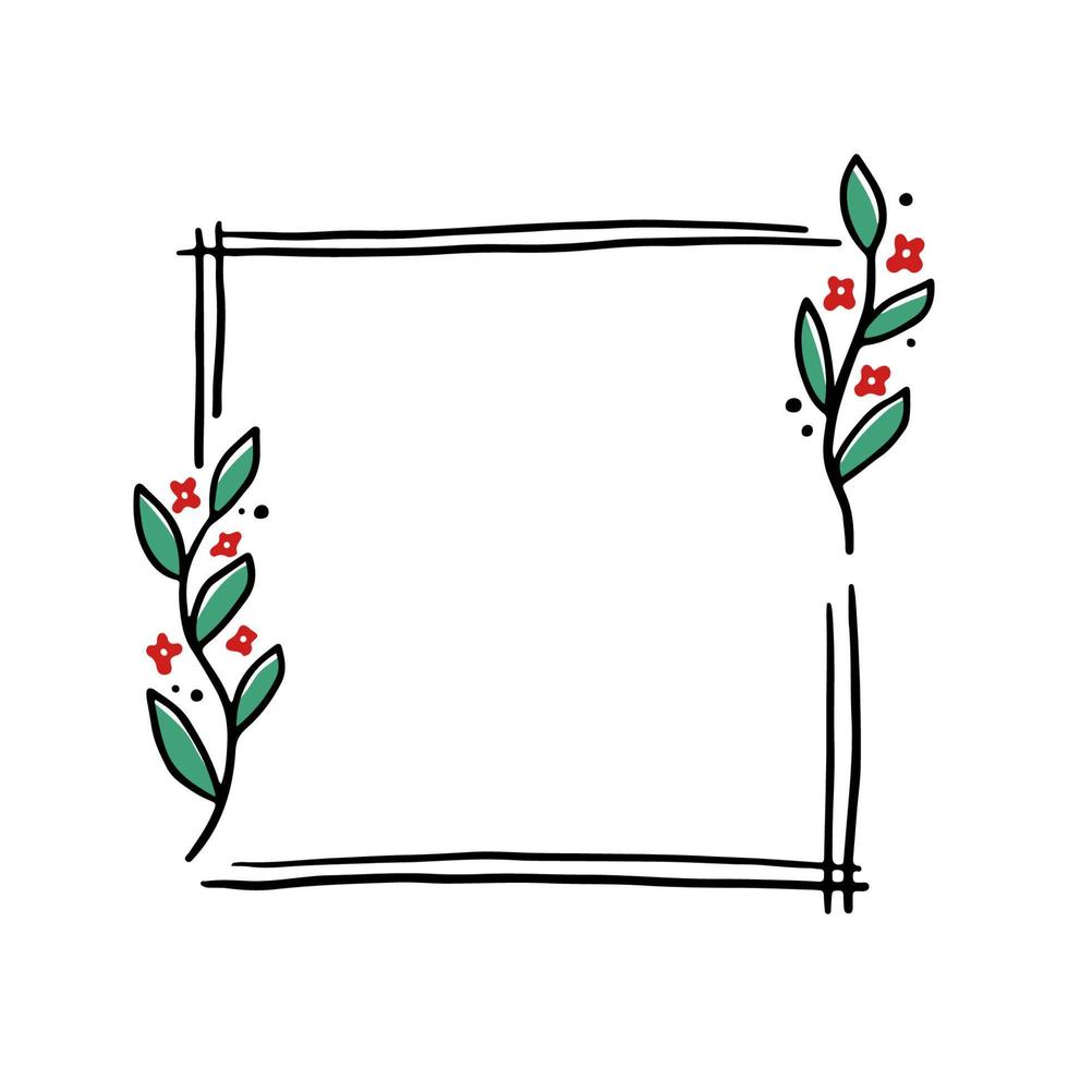 Chrirtmas floral frame with rectangle shape vector