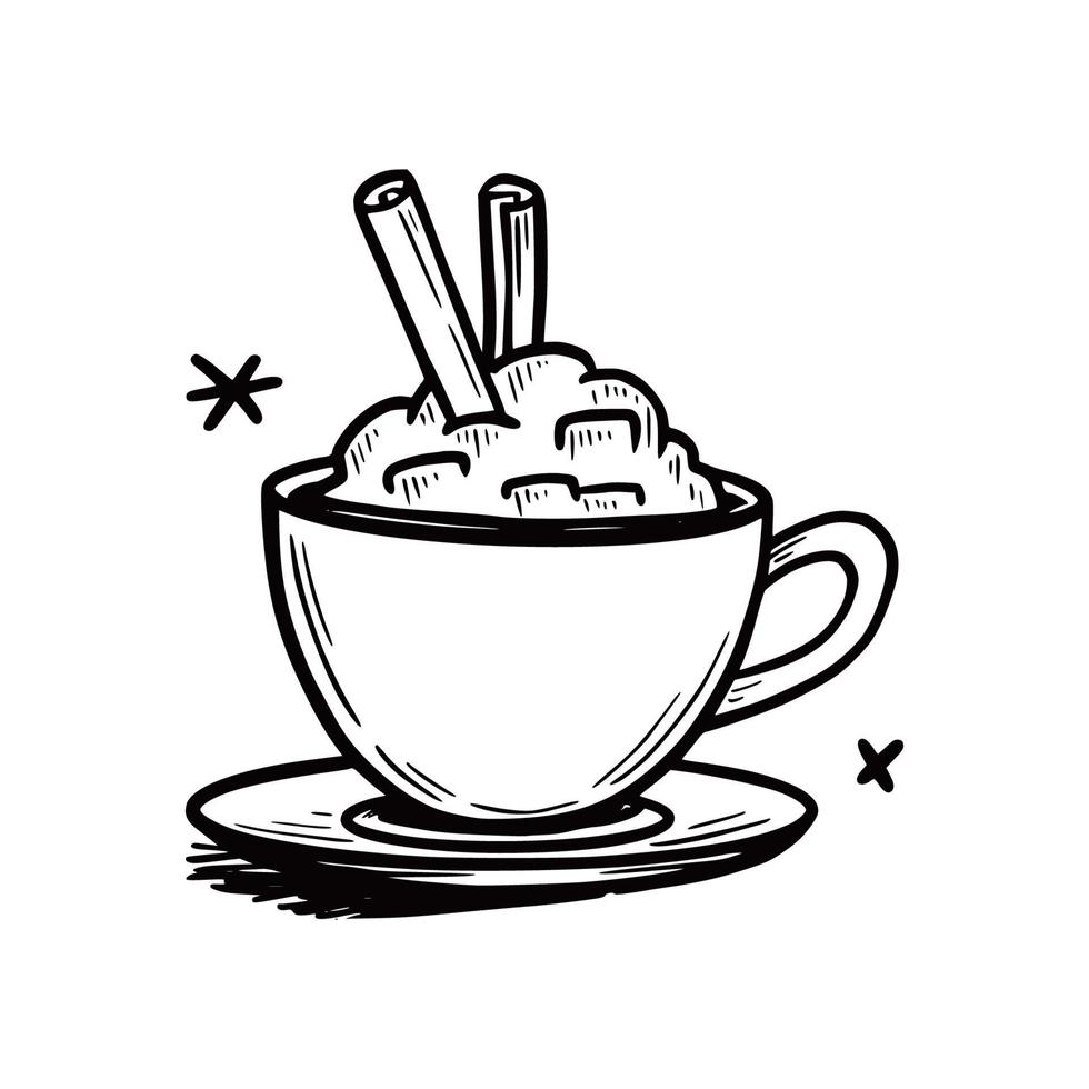 Hot winter drink cup with cream vector