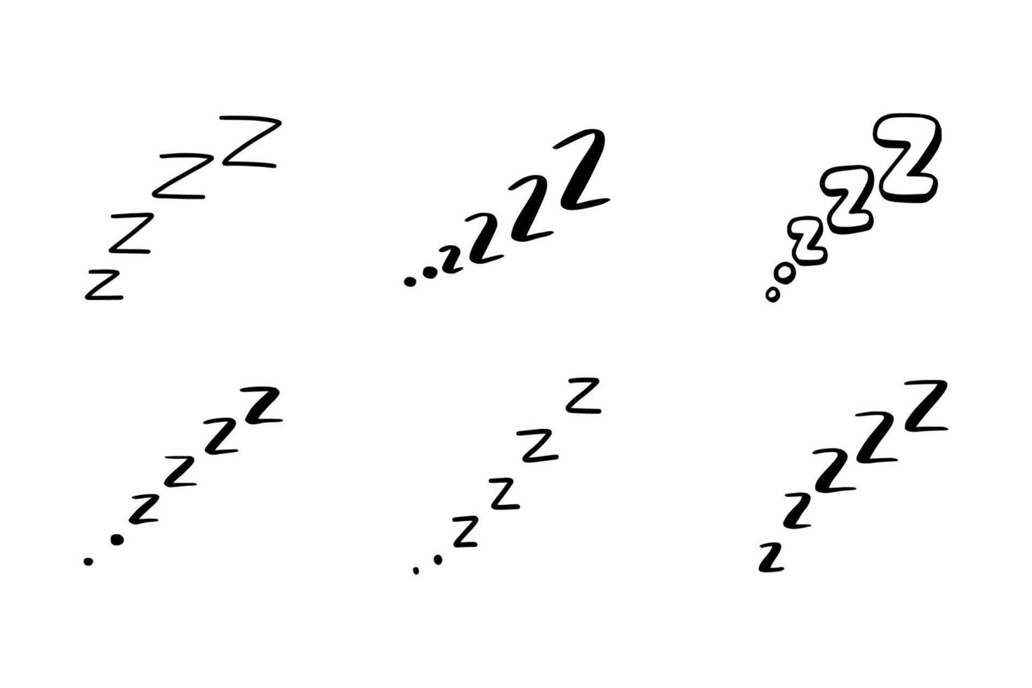 Sleep zzzz doodle symbol set. vector