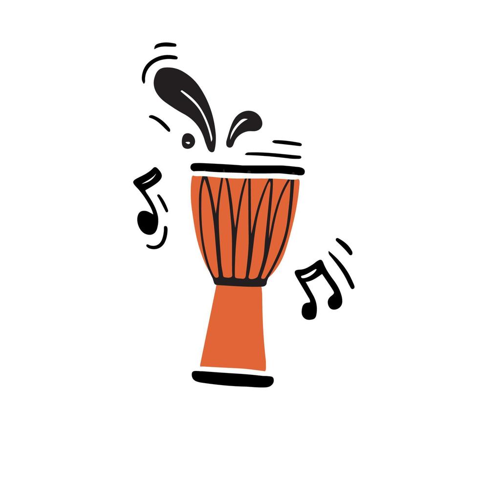 Simple djembe drum with notes vector