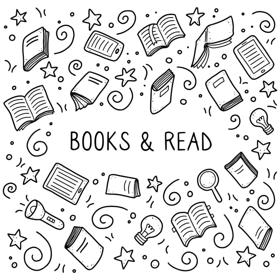 Set of hand drawn book doodle elements 4780778 Vector Art at Vecteezy