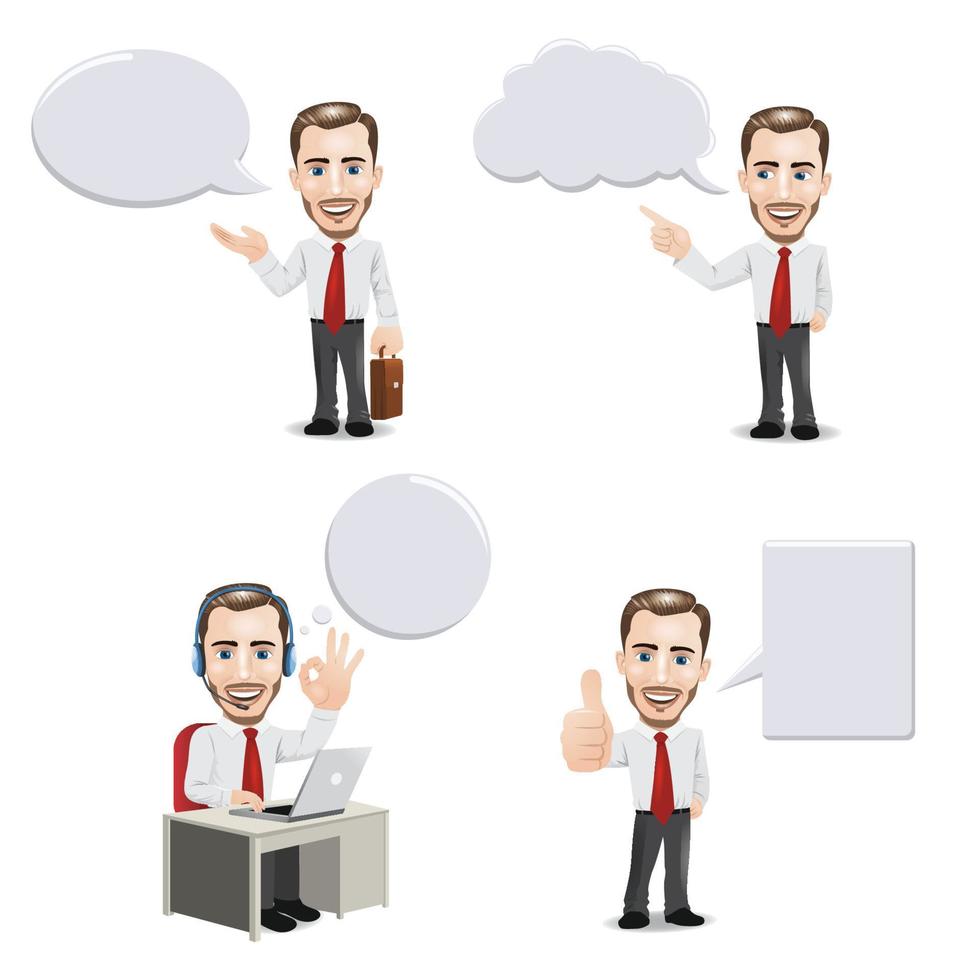 Businessman with Blank Copy Space Speech Bubbles vector