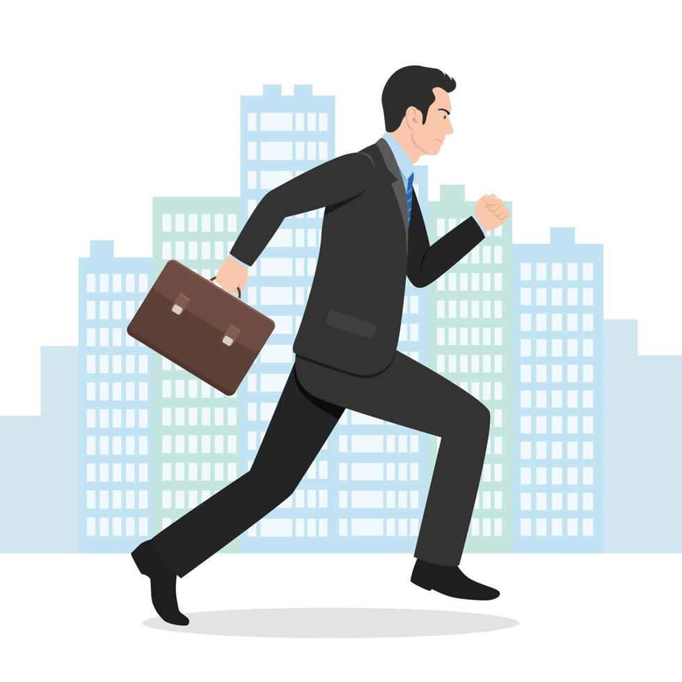 Illustration of a Businessman Running with his Briefcase vector