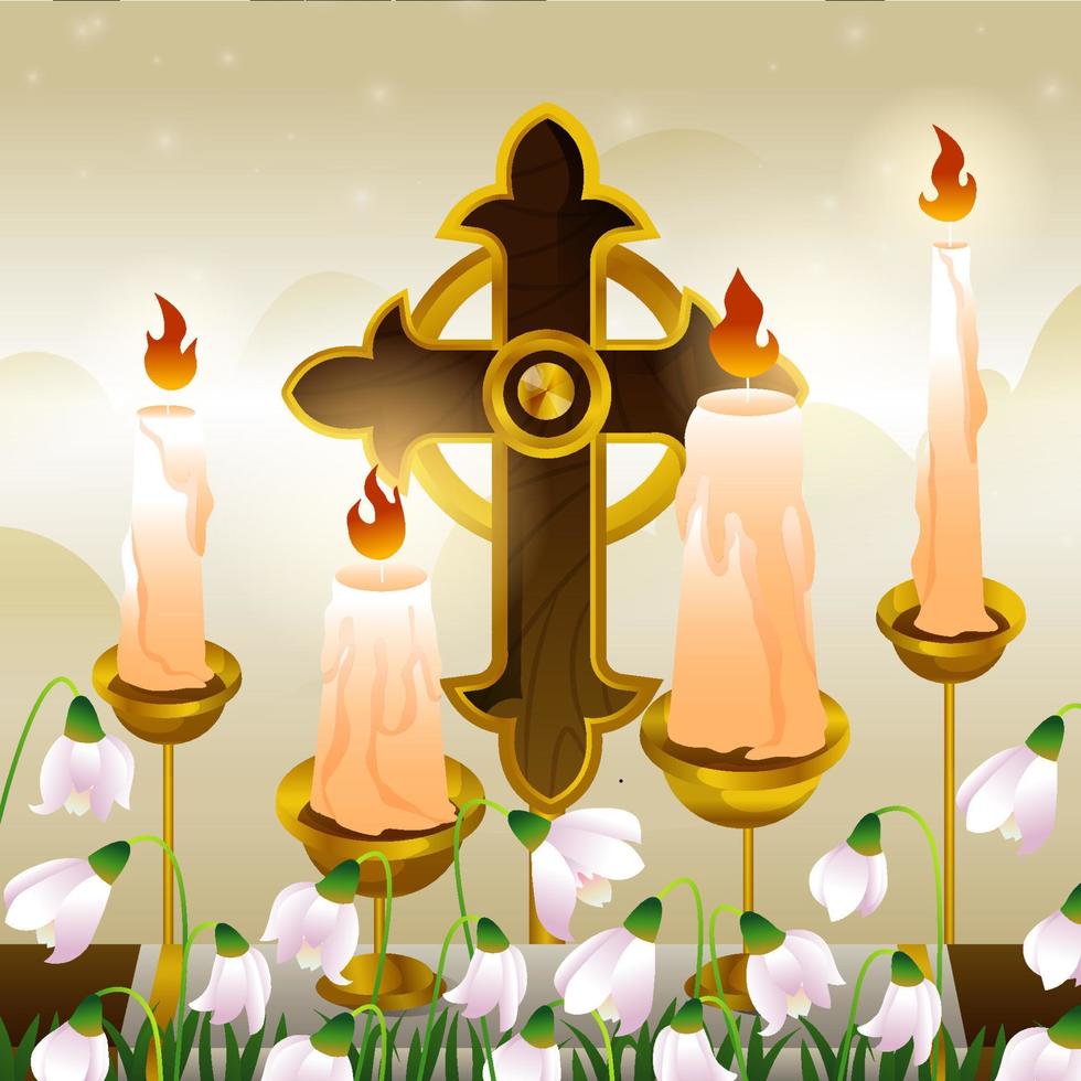 Candlemas Day with Candle and Snowdrop vector