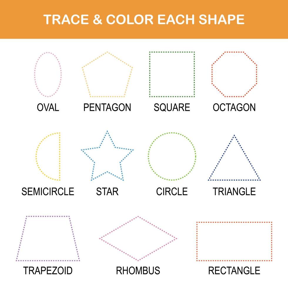 Trace and color worksheet vector