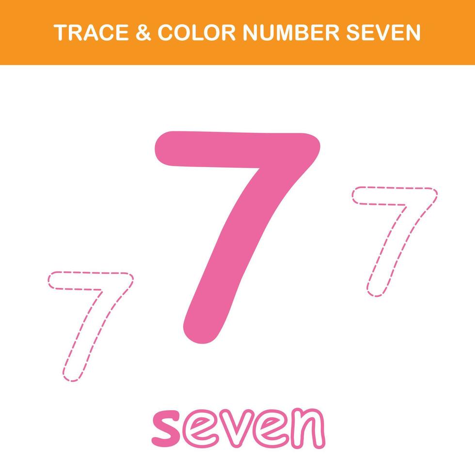 Trace and color number printable worksheet vector