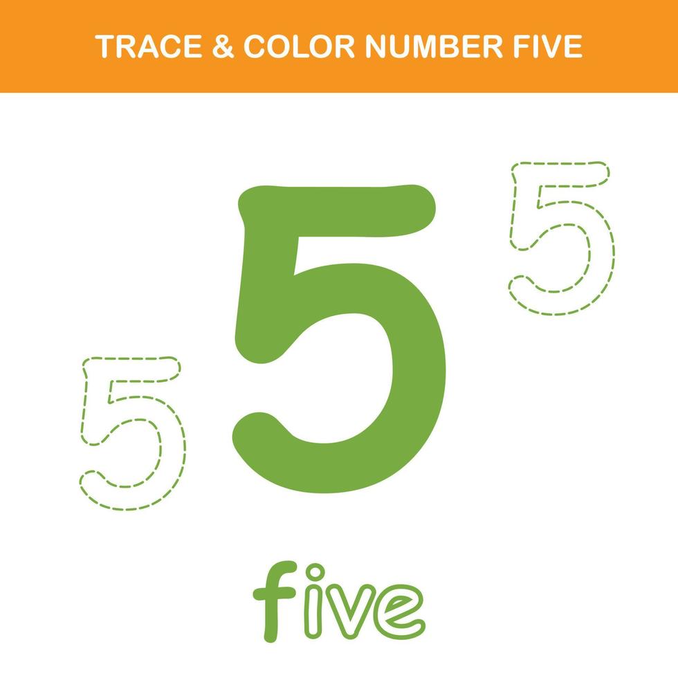 Trace and color number printable worksheet vector