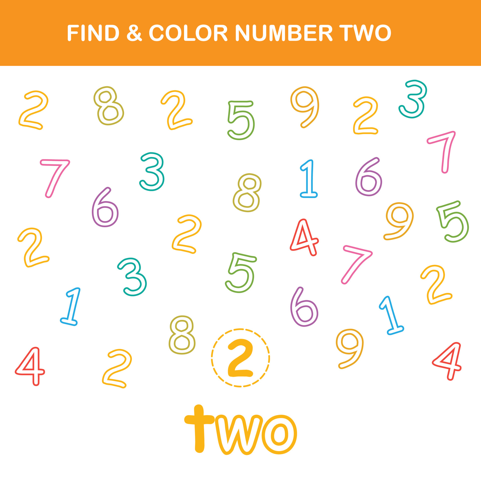 Find And Color Number Printable Pre K Worksheet 4781325 Vector Art At Find And Color Number Printable Pre K Worksheet 4781325 Vector Art At