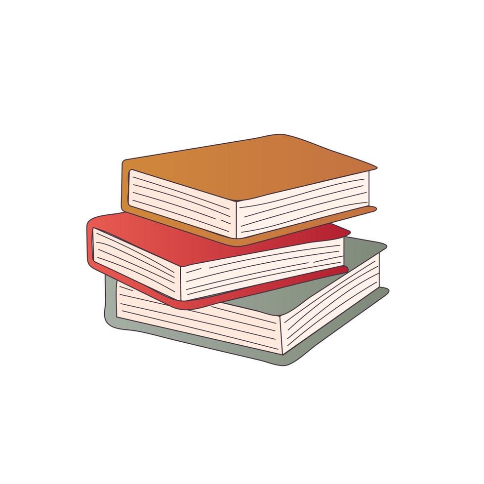 Stack of books vector doodle illustration. Pile of books for school library or bookstore