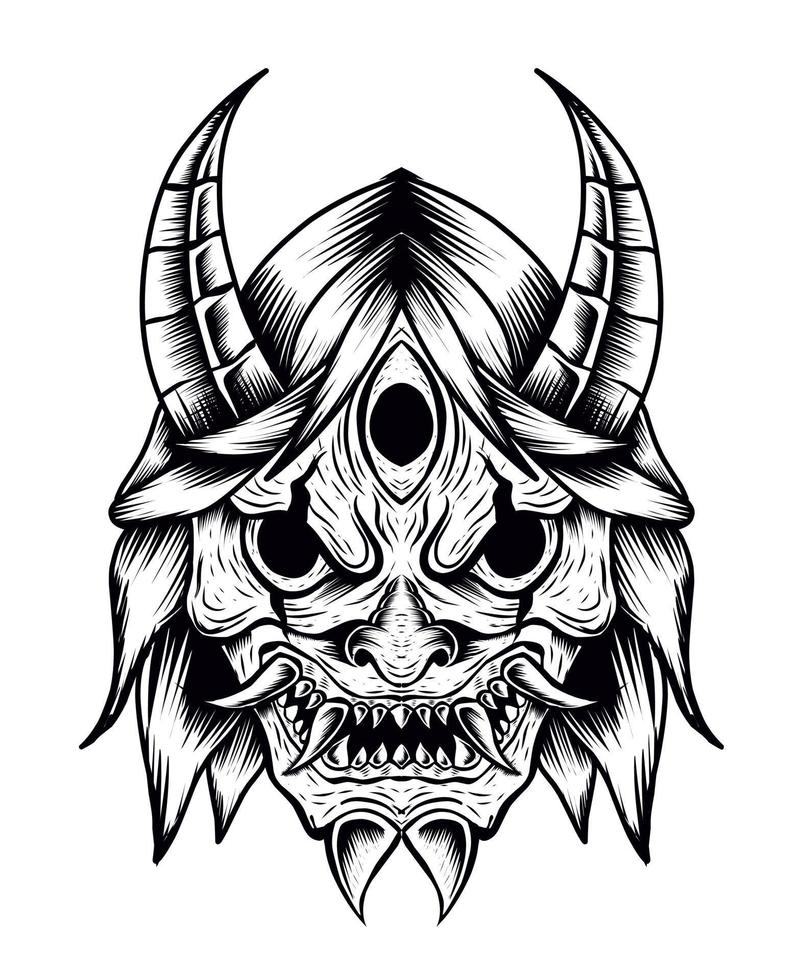 illustration oni mask on white background vector
