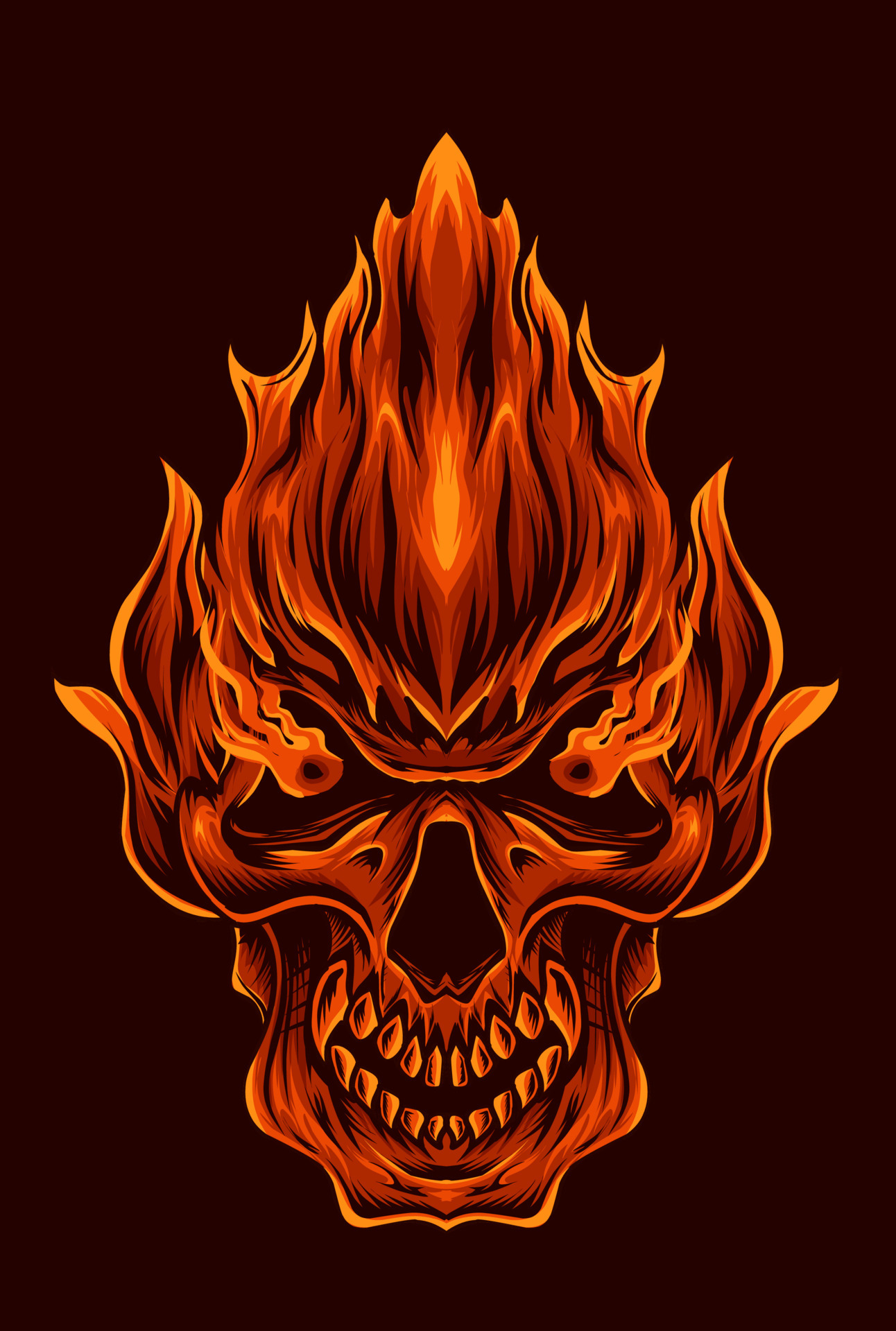 Red Fire Skull Logo