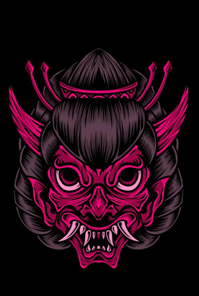 illustration vector geisha oni mask
