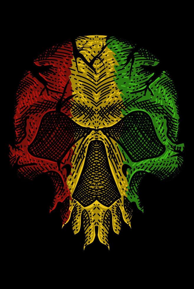 illustration skull head with reggae color vector