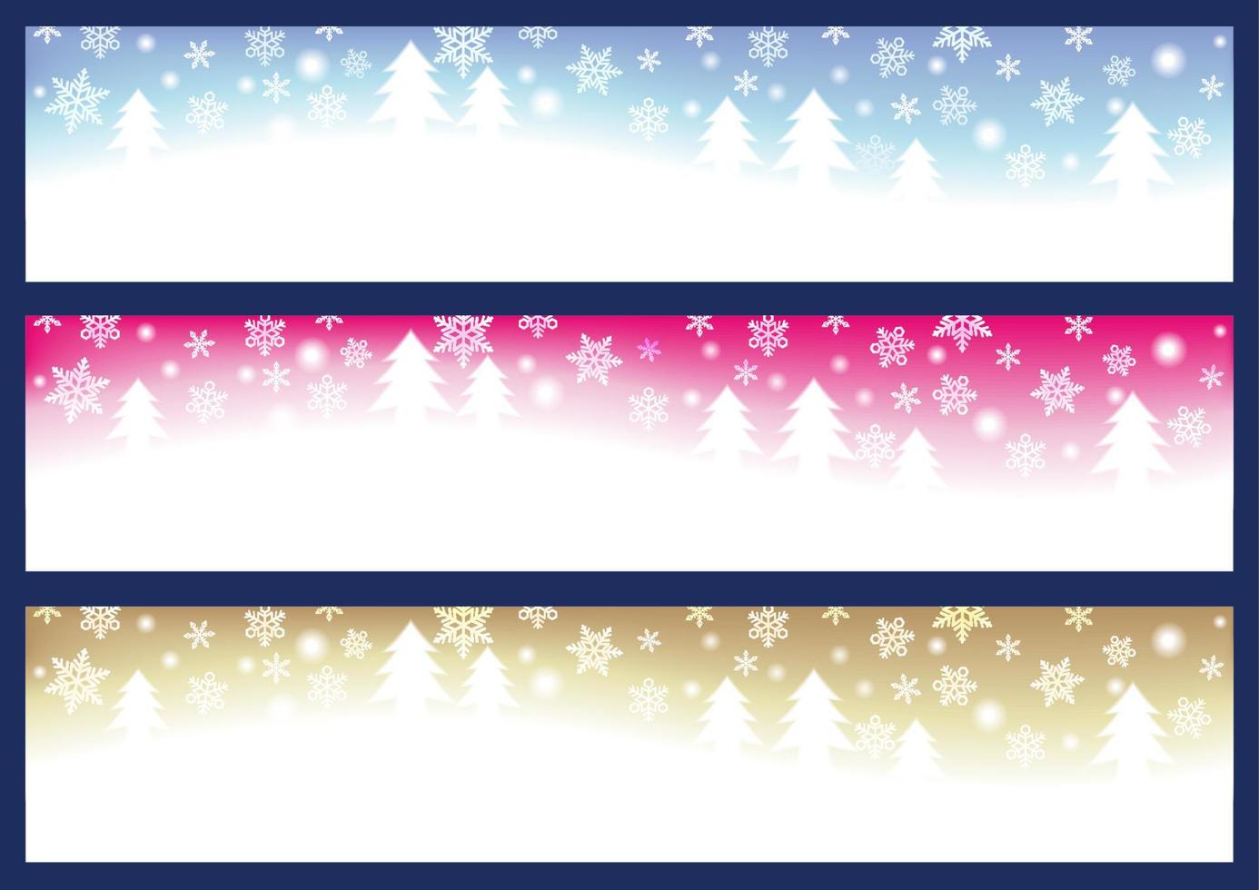 Conjunto de ilustración de fondo de Navidad de bosque de invierno de vector aislado en un fondo oscuro.