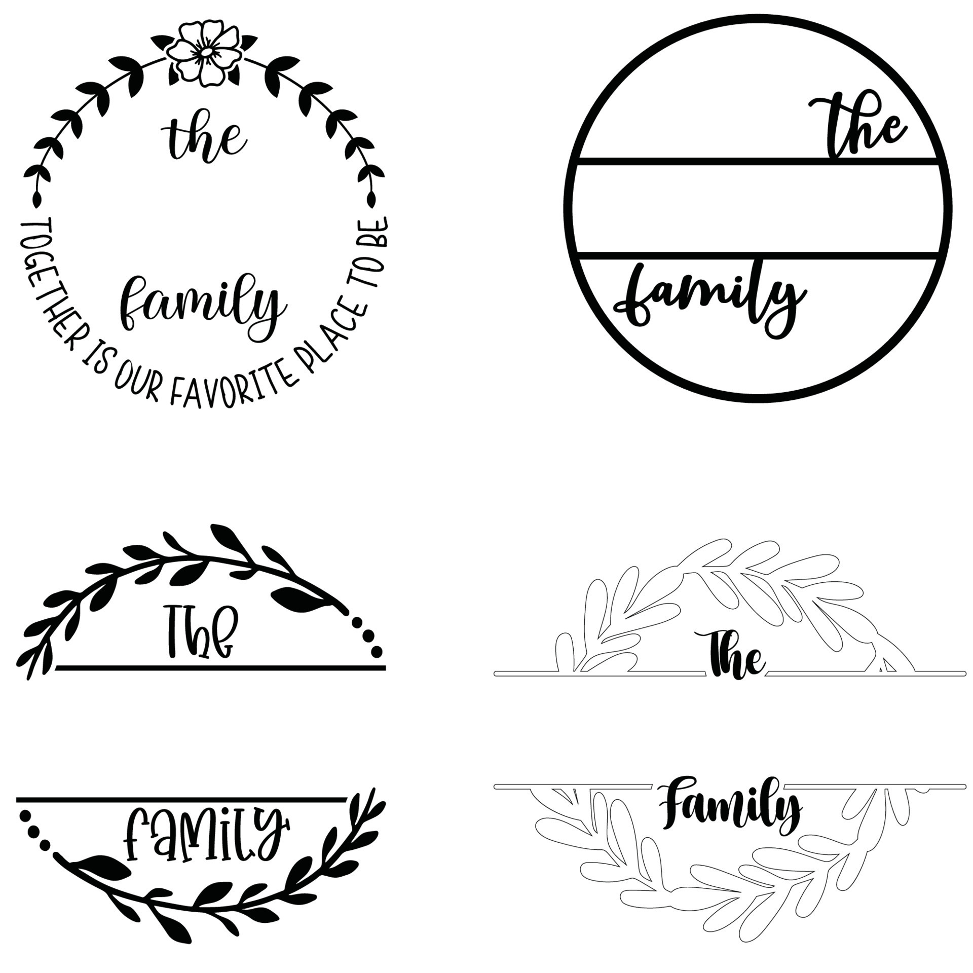 family monogram frame with floral decoration vector illustration
