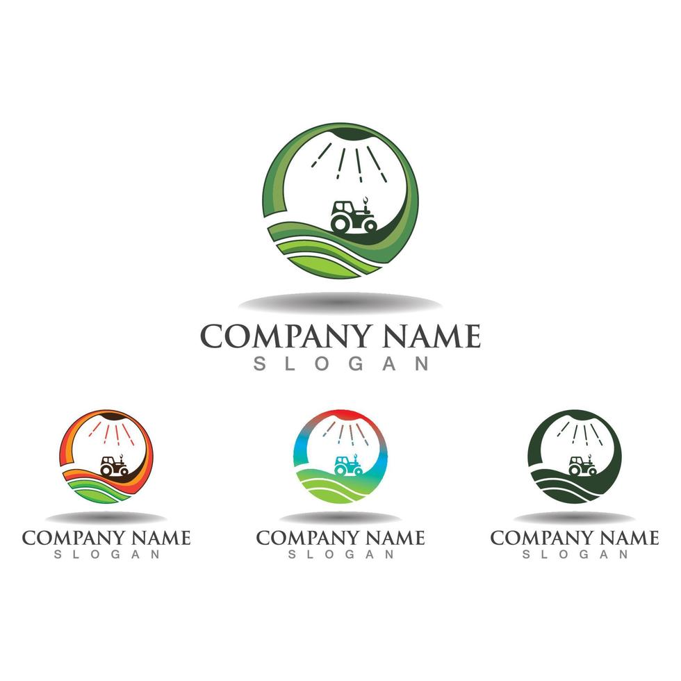 Farming green nature logo design template, Agriculture icon vector