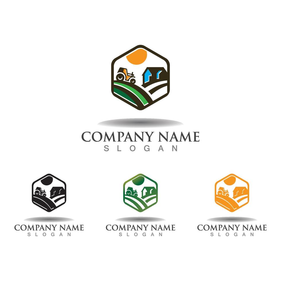 Farming green nature logo design template, Agriculture icon vector