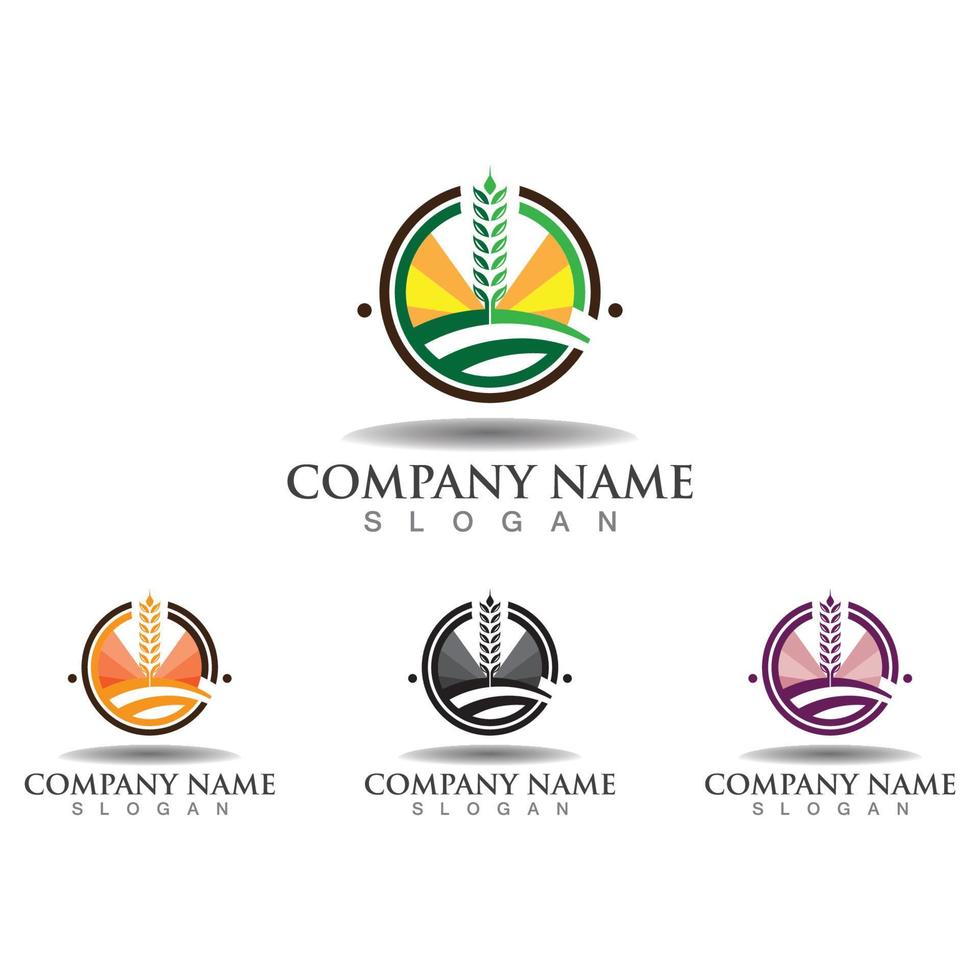 Farming green nature logo design template, Agriculture icon vector