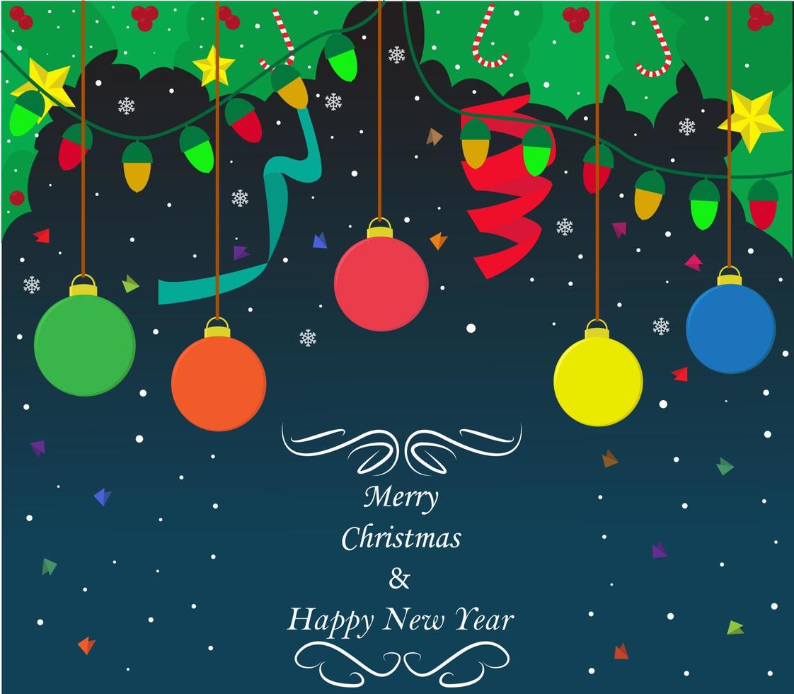 Merry Christmas and Happy New Year vector design.