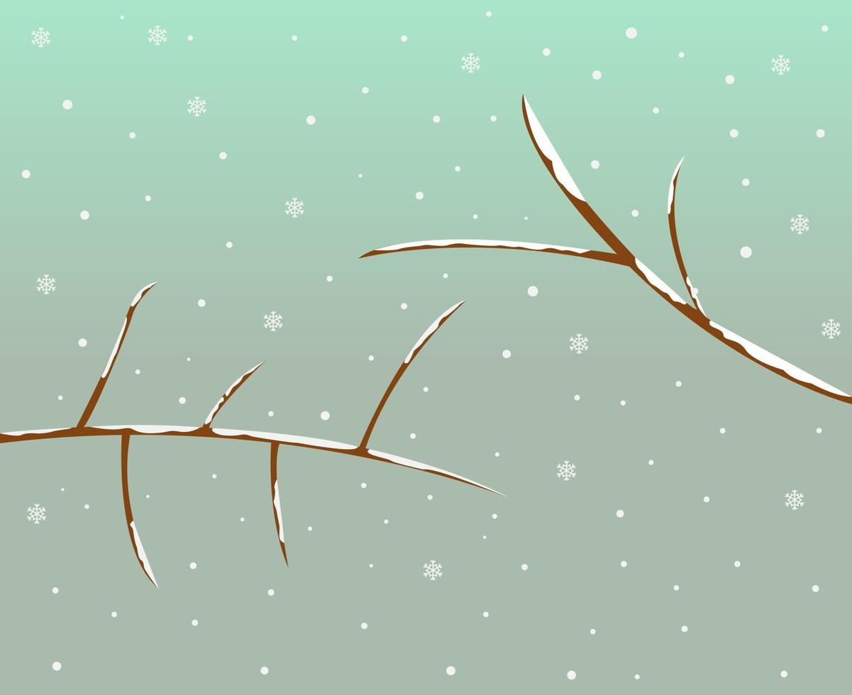Snow-covered tree branches. Vector design.