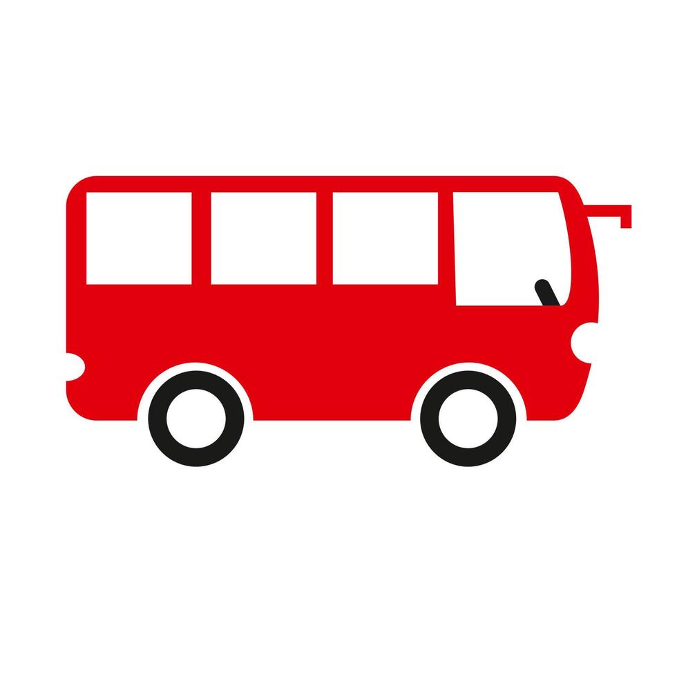vector de icono de autobús, ilustración de logotipo sólido con color rojo