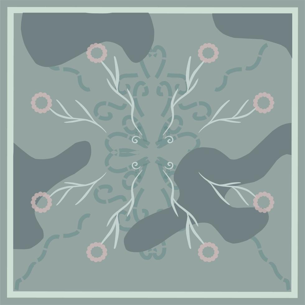 Vector Silk square scarf with abstract stroke line pattern contemporary pastel color for hijab, wallpaper, background.