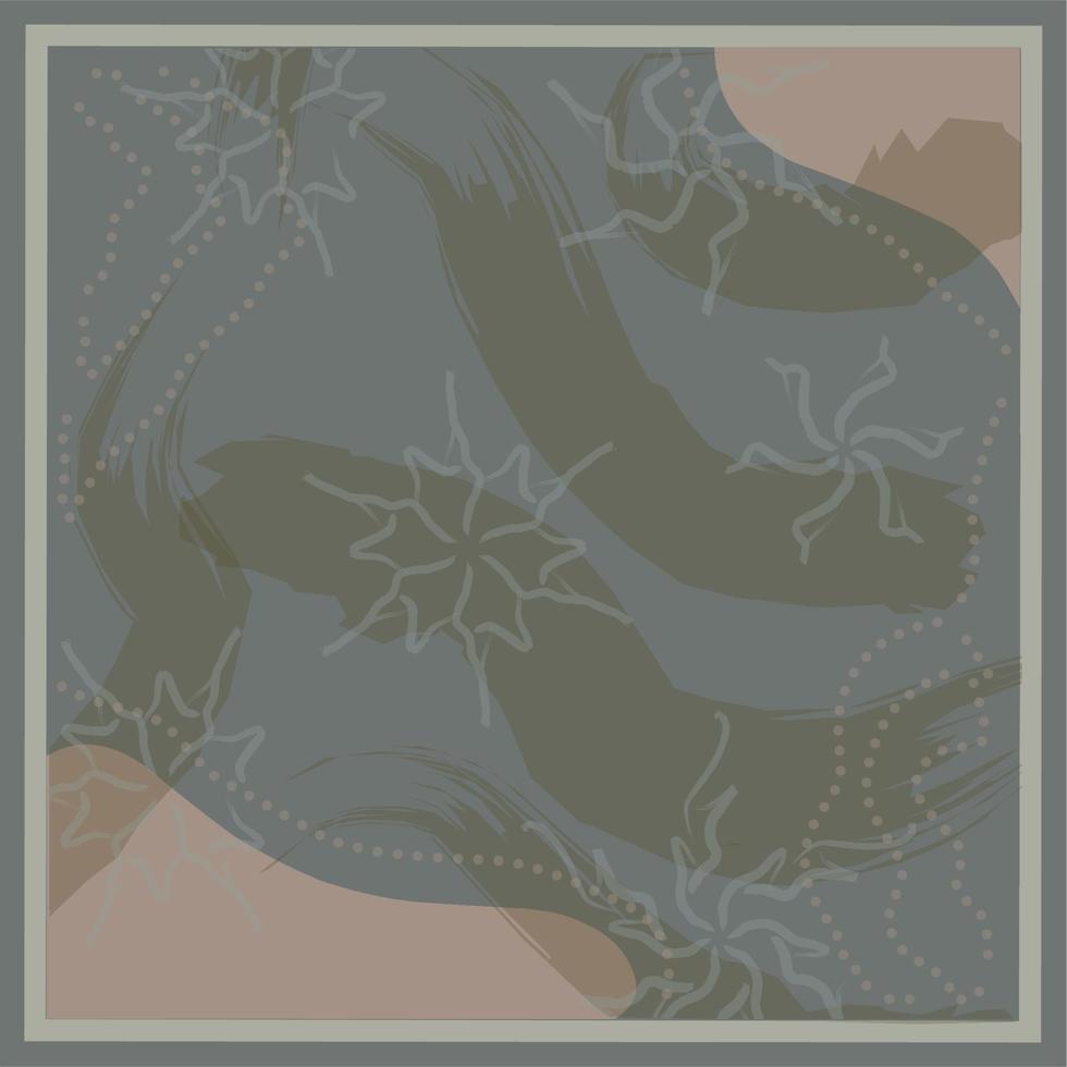 Silk square scarf with abstract stroke line pattern contemporary pastel color for hijab, wallpaper, background. vector