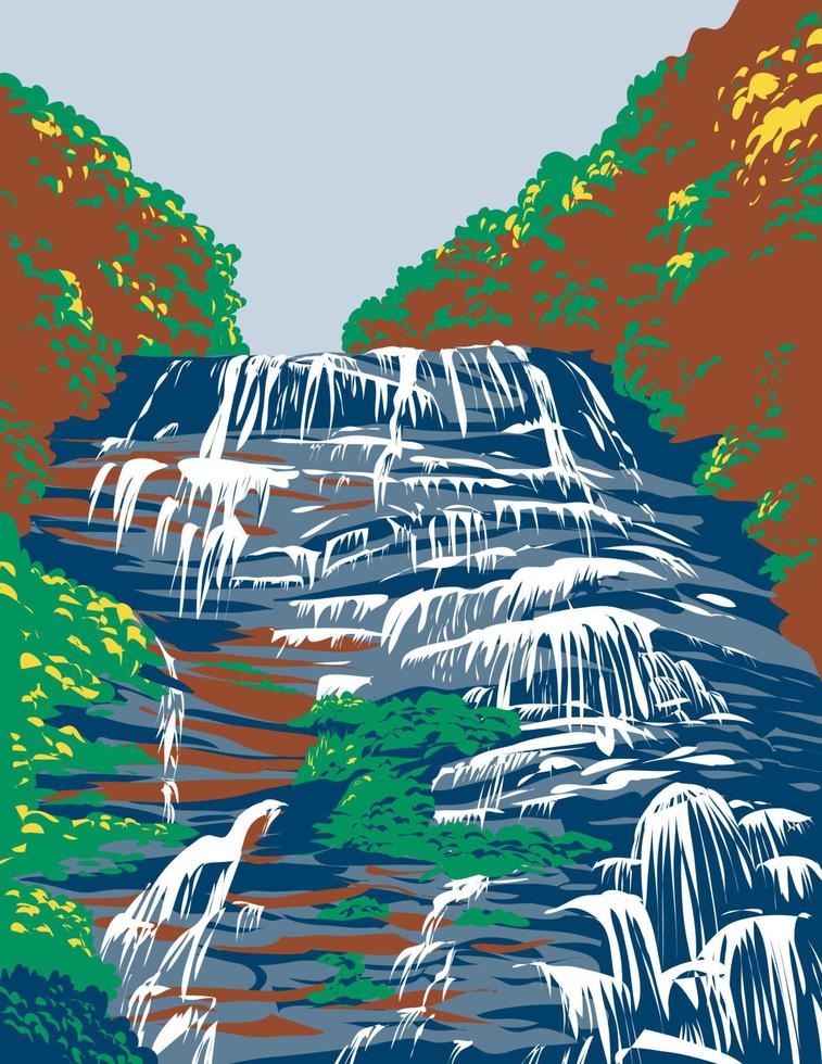Amicalola Falls State Park between Ellijay and Dahlonega in Dawsonville Georgia USA WPA Poster Art vector