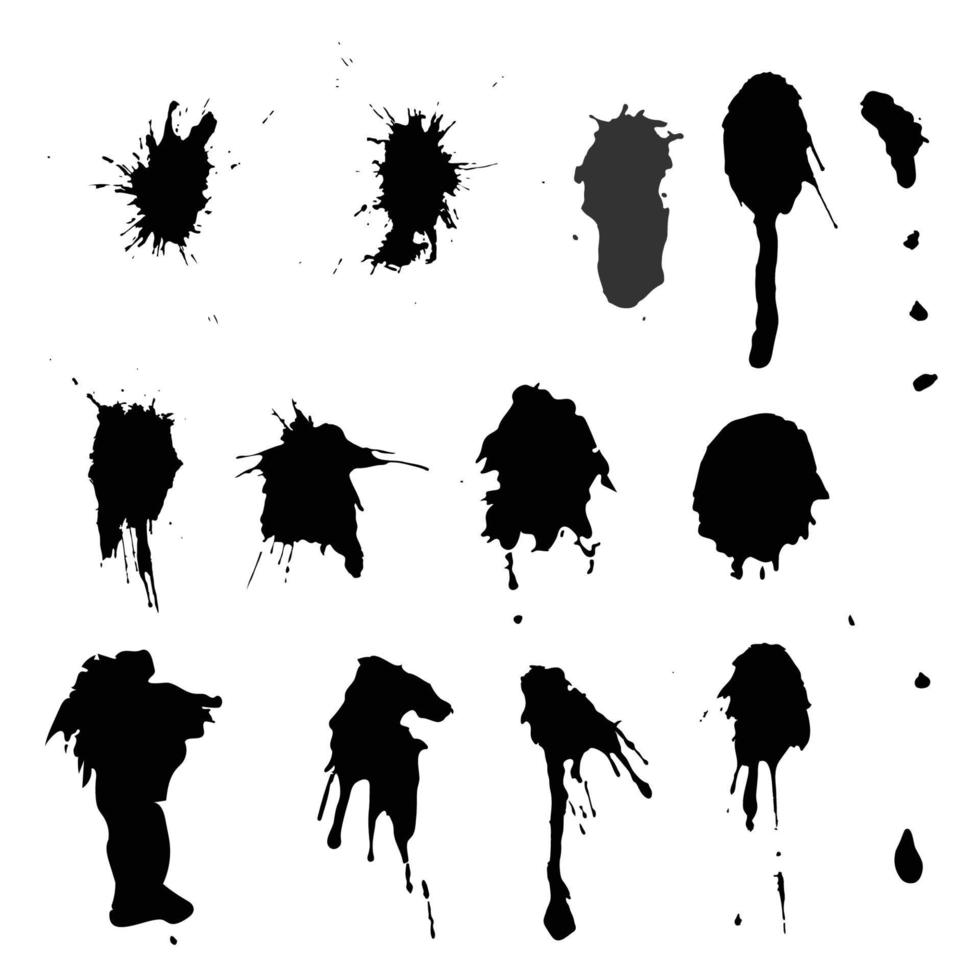 set of silhouette ink splashes collection eps10 vector illustration