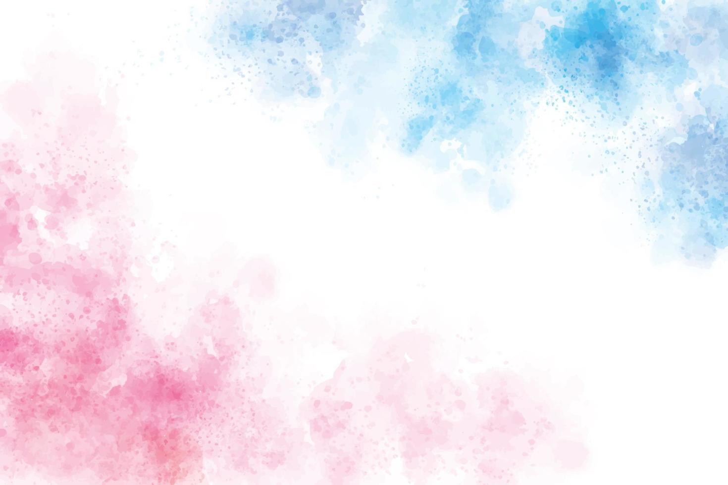 2 tones blue and pink watercolor wash splash background vector