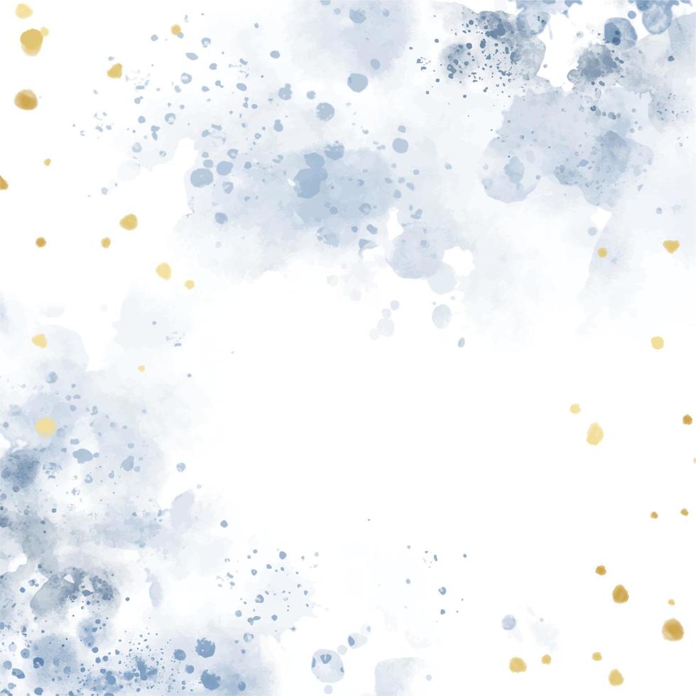 beautiful navy blue and gold watercolor wet wash splash frame background vector