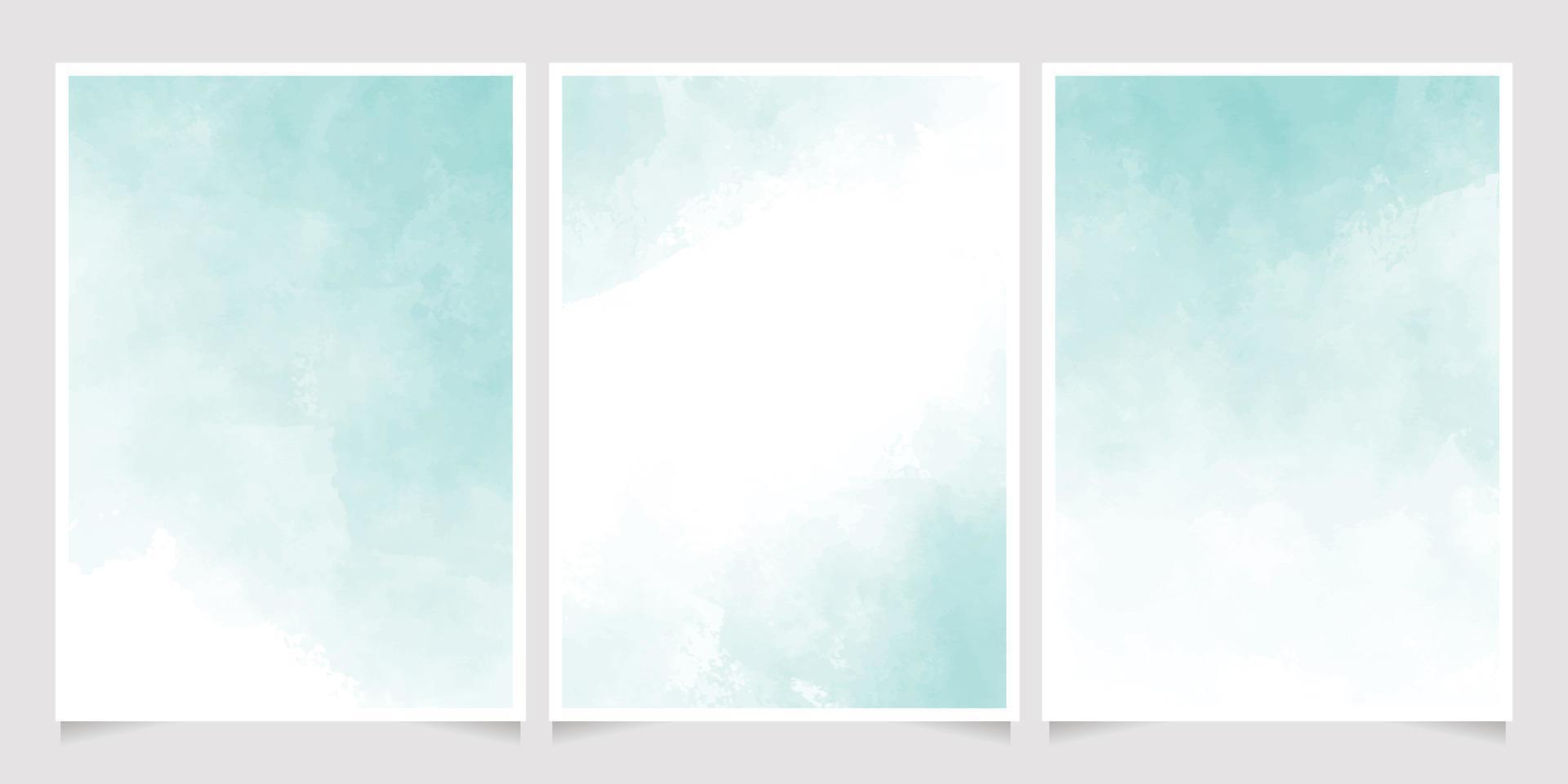 green pastel watercolor wet wash splash 5x7 invitation card background template collection vector