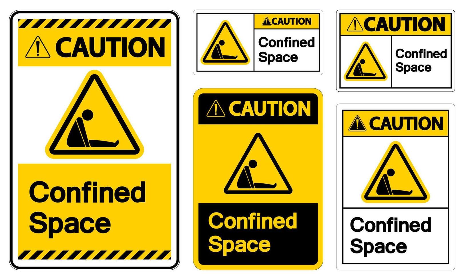 precaución, espacio confinado, símbolo, señal, aislado, blanco, plano de fondo vector