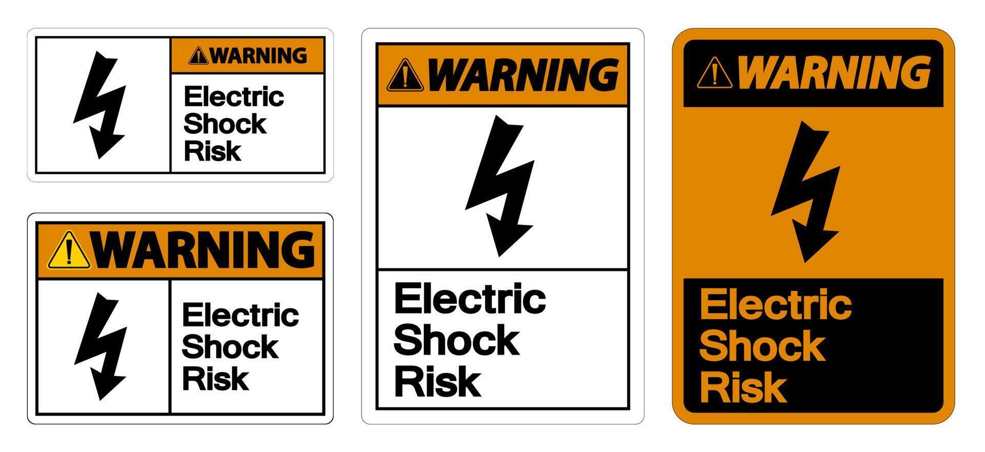 Advertencia símbolo de riesgo de descarga eléctrica firmar sobre fondo blanco. vector