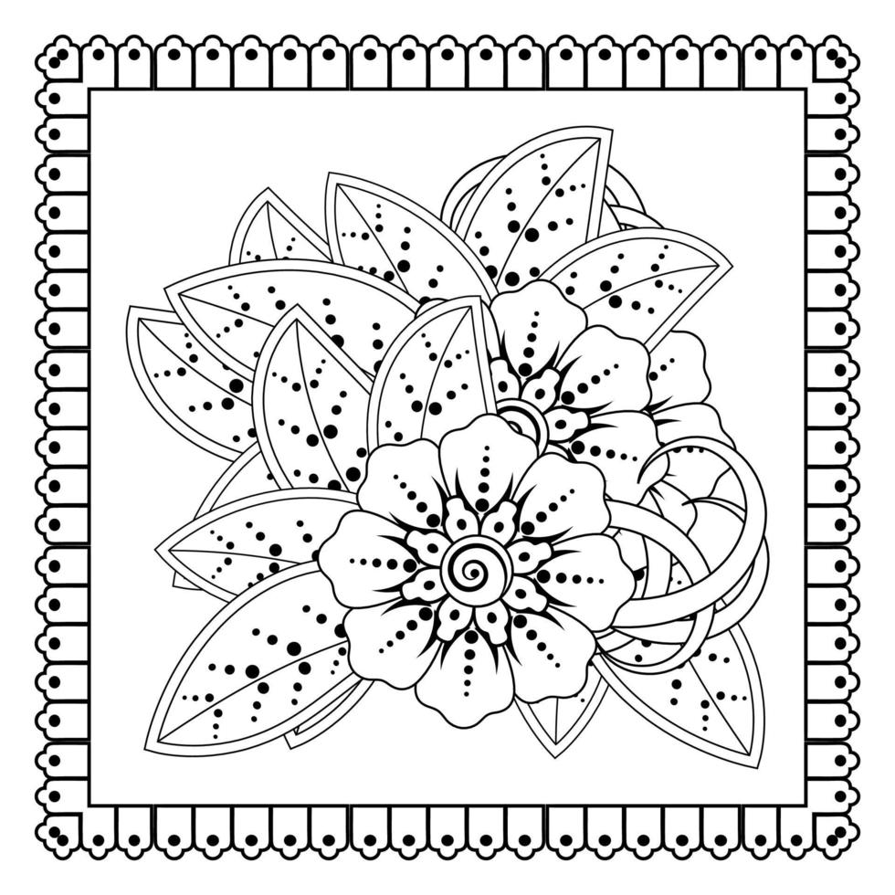 Mehndi flower for henna, mehndi, tattoo, decoration. Decorative ornament in ethnic oriental style, doodle ornament, outline hand draw. Coloring book page. vector
