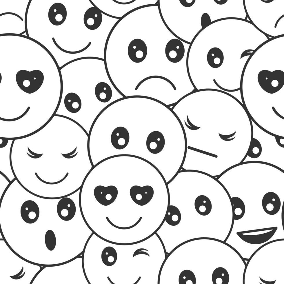 seamless pattern from cute faces. Cartoon style. Vector illustration. Endless picture.