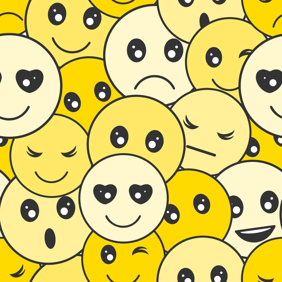 pattern from cute faces. Cartoon style. Vector illustration. Endless picture.