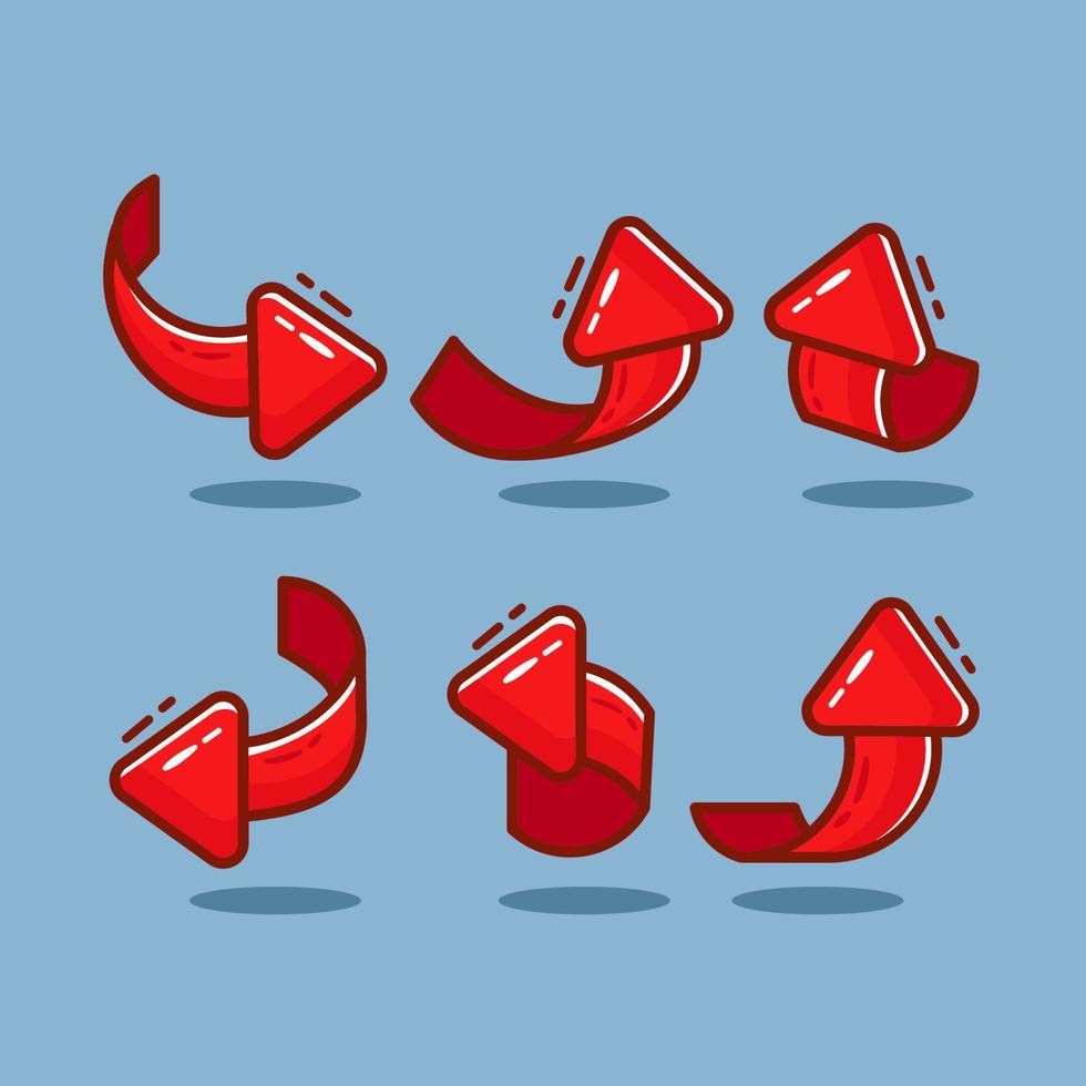 Six arrow stickers in red colors vector free download