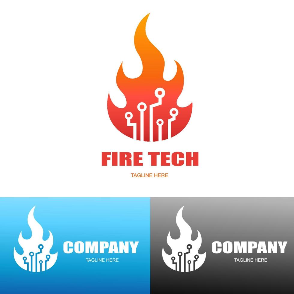 Fire tech logo vector